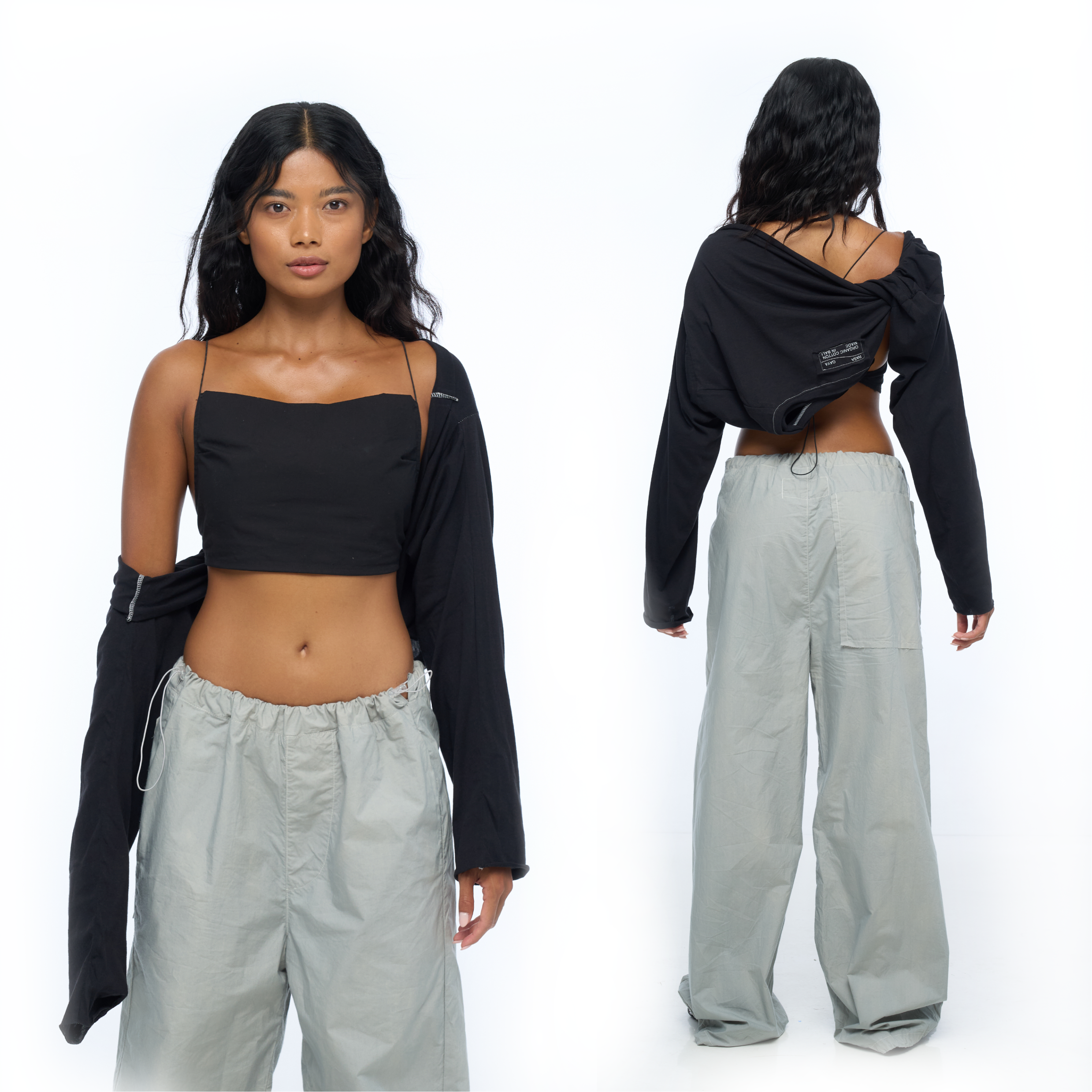 LONGSLEEVE CROP Black