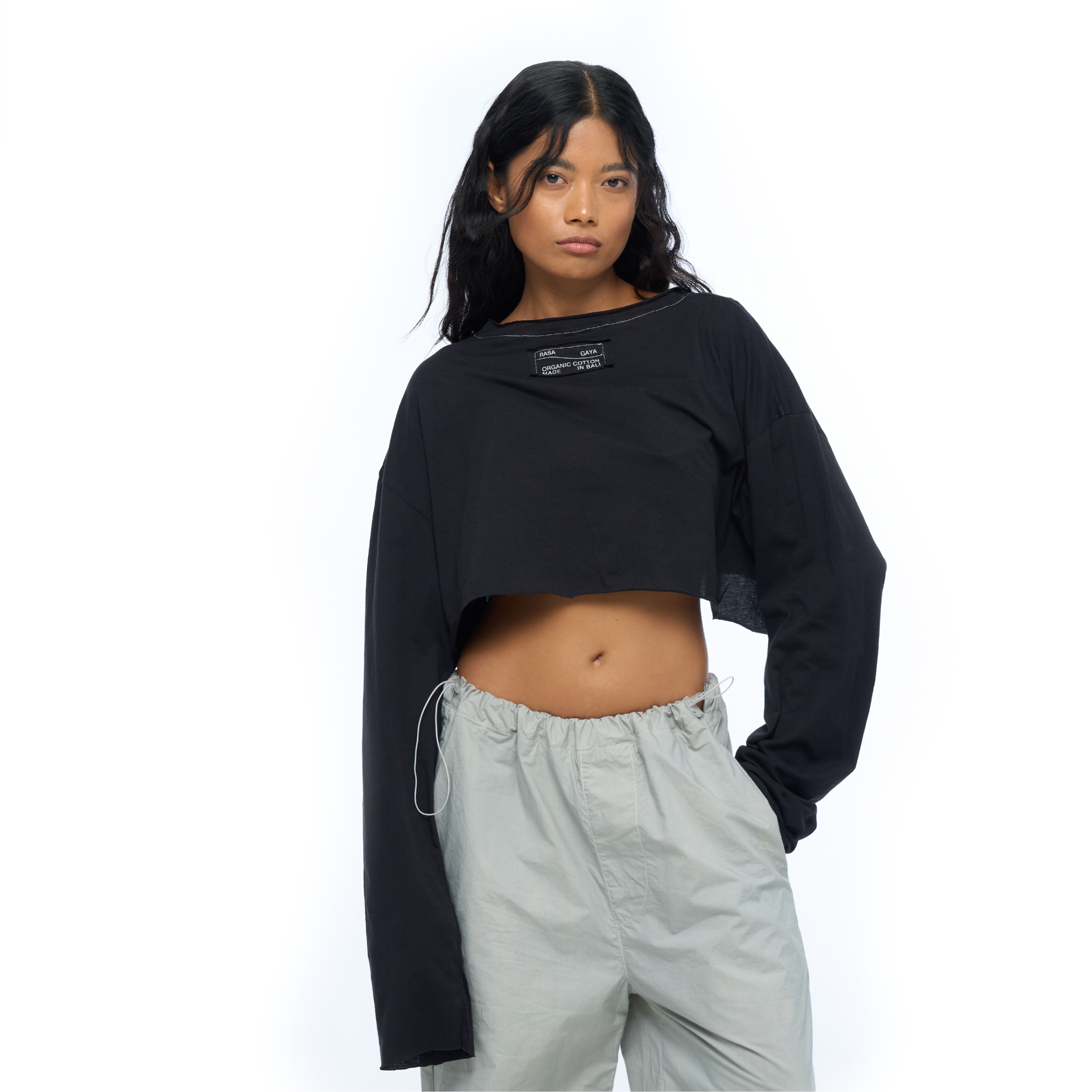 LONGSLEEVE CROP Black