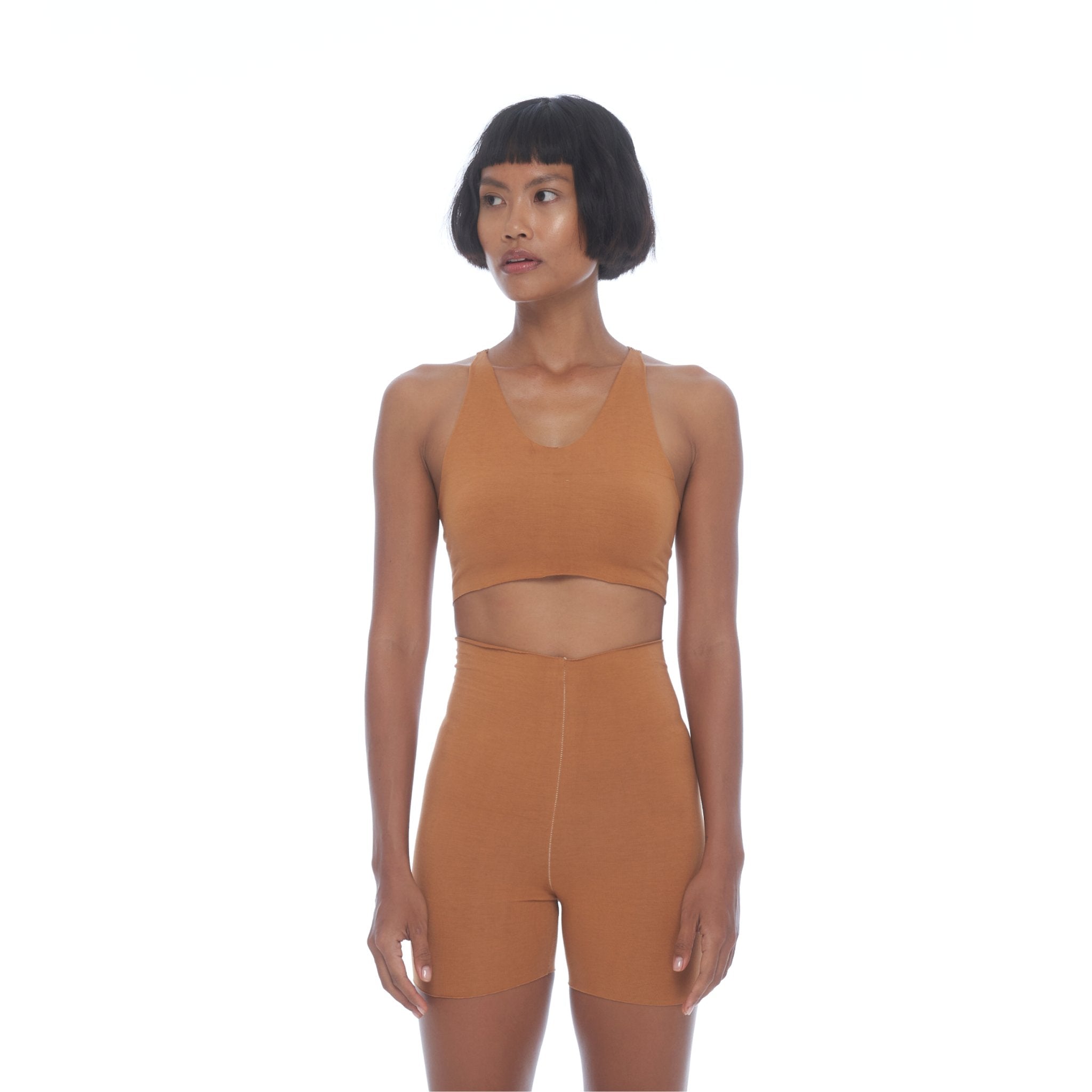 BIKE SHORT HIGH WAIST Beige - RASA GAYA CLOTHES